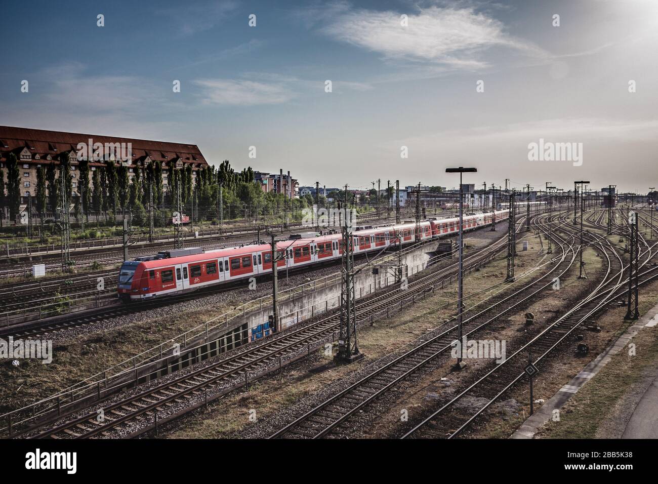View of the S-Bahn,  station Donnersbergerbrücke public transport  for Munich, Germany Stock Photo