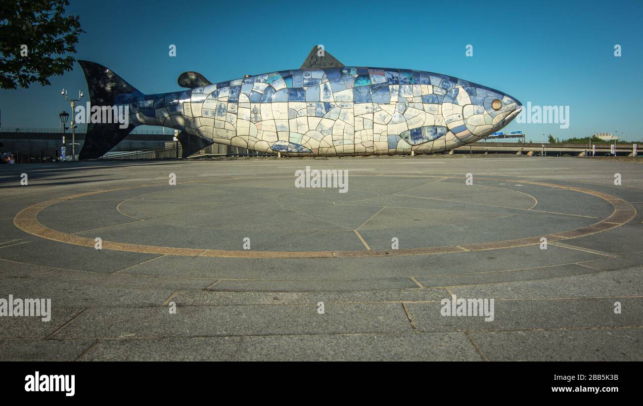 BELFAST, NORTHERN IRELAND The Big Fish, a Belfast landmark statue by