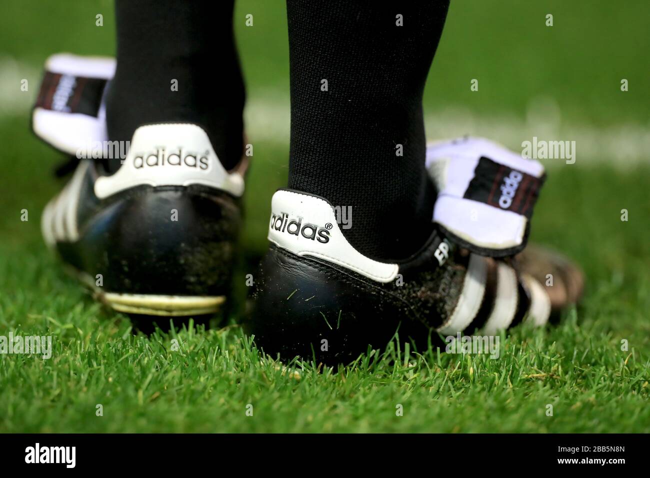 A detail view of Adidas football boots Stock Photo