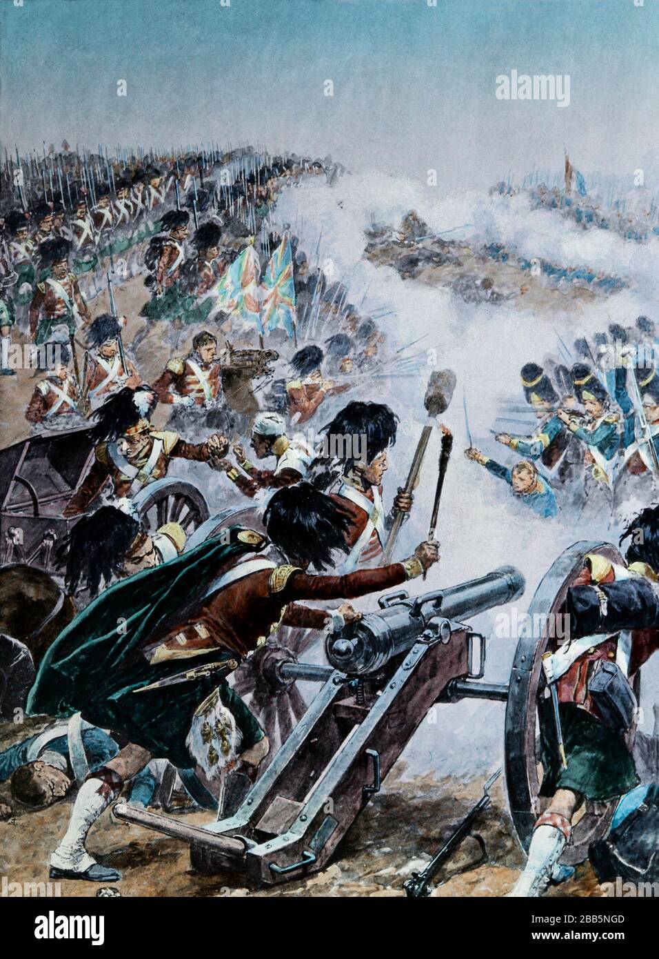 Animation illustrations of English and French military campaigns and war settings circa 1800 to include the French Revolution and Napoleonic wars. These illustrations were created circa 1900 Stock Photo