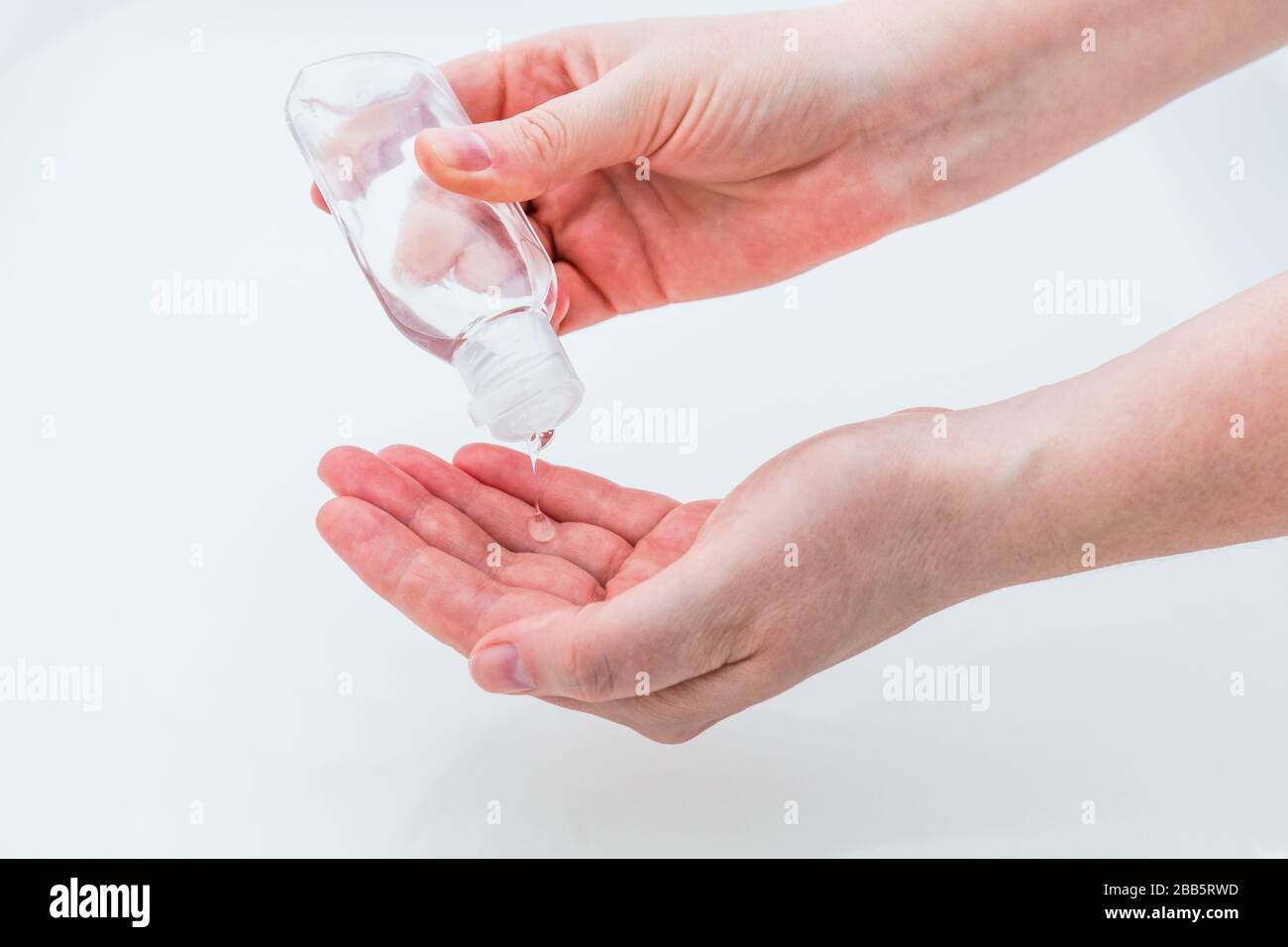 Coronavirus 2019-nCoV prevention medical hand sanitizer gel for hand hygiene corona virus protection. Stock Photo