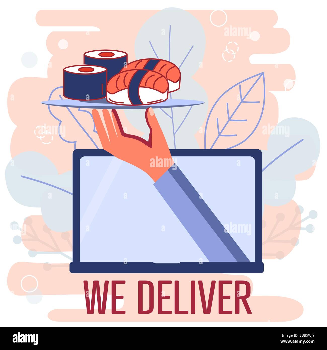Flat design colorful vector illustration concept for food delivery ...