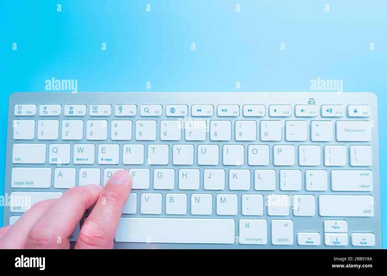 Hands on the keyboard close up view Stock Photo