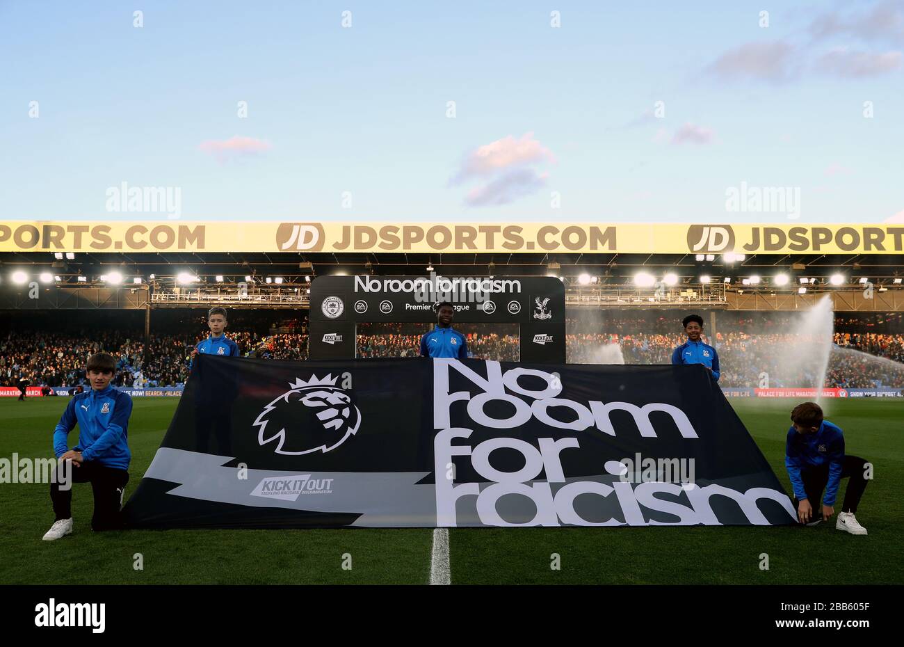 No Racism Football A No Room For Racism banner on the pitch prior to the match Stock Photo ...