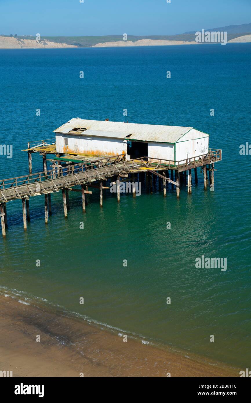 Fish docks pier, Point Reyes National Seashore, California Stock Photo