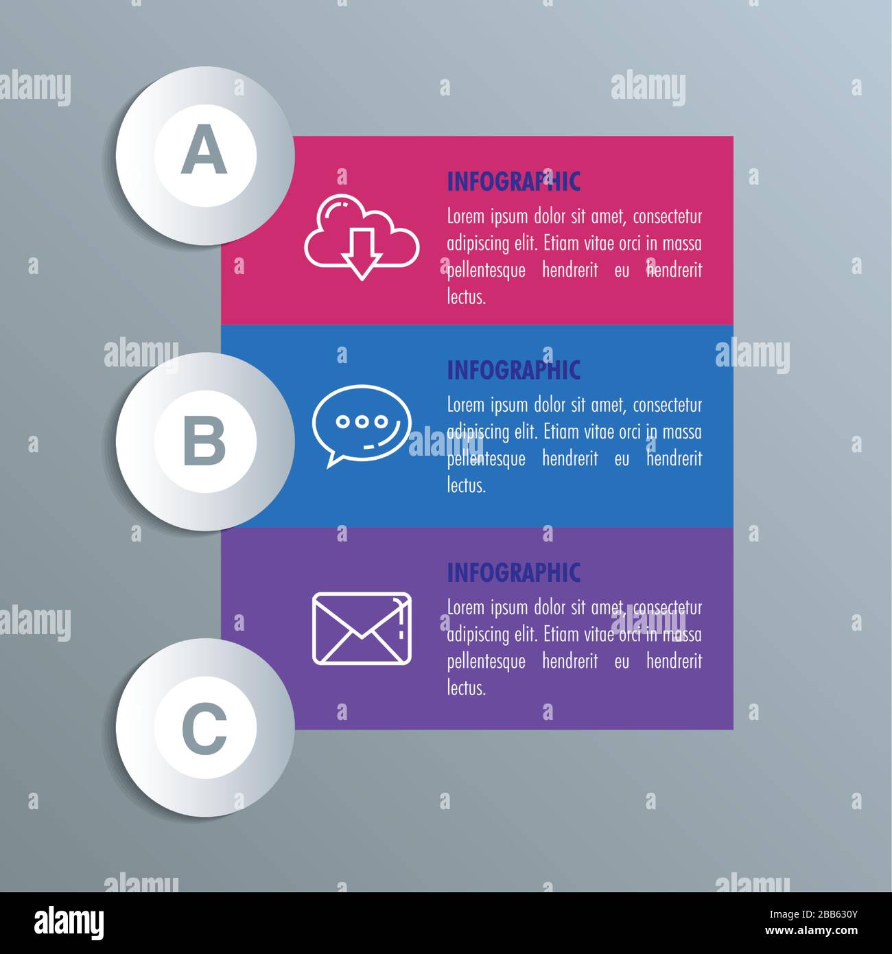 statistical infographic with letters and icons Stock Vector
