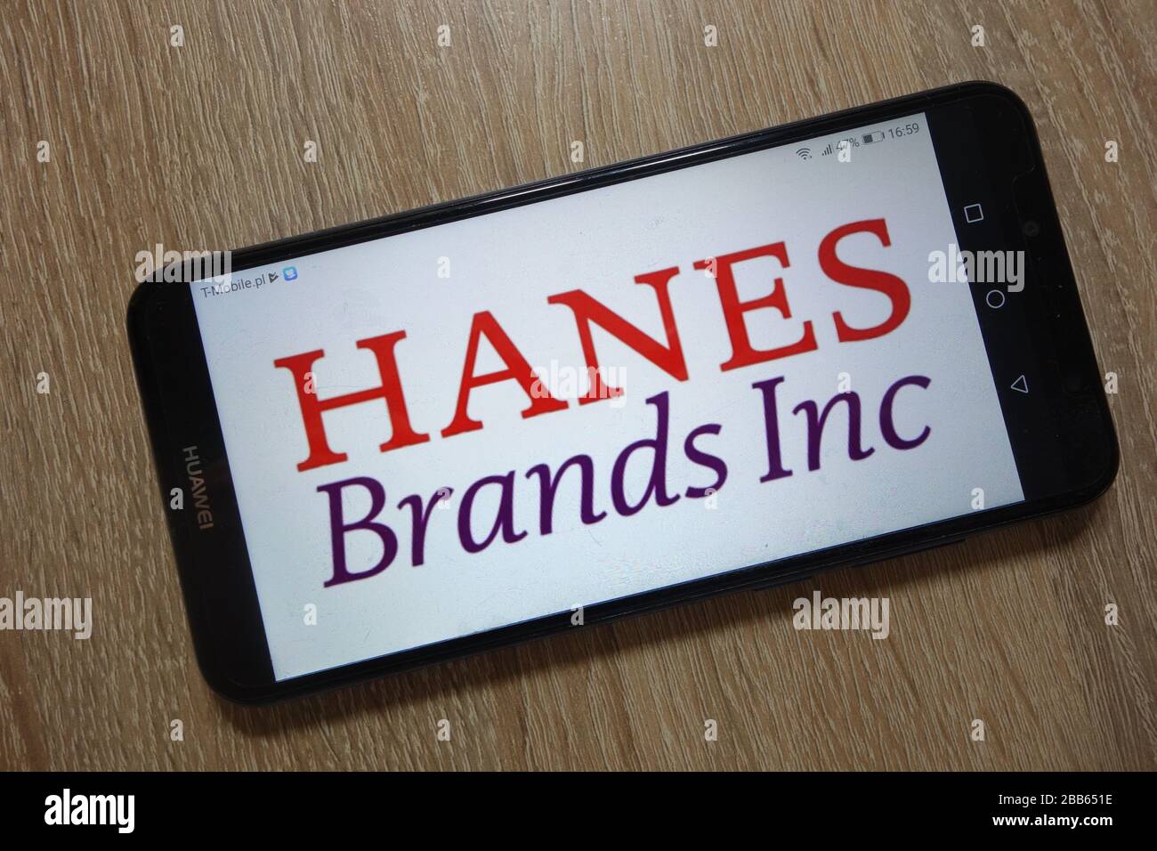 Hanesbrands, Inc. logo displayed on smartphone Stock Photo