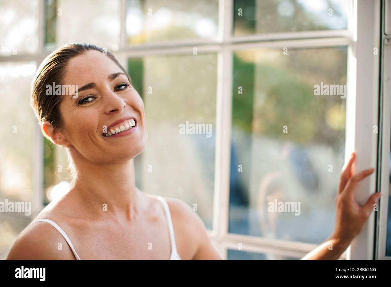 Portrait of a smiling ballerina. Stock Photo