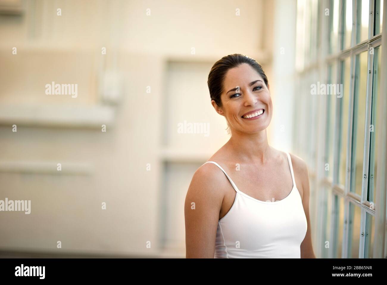 Portrait of a smiling ballerina. Stock Photo
