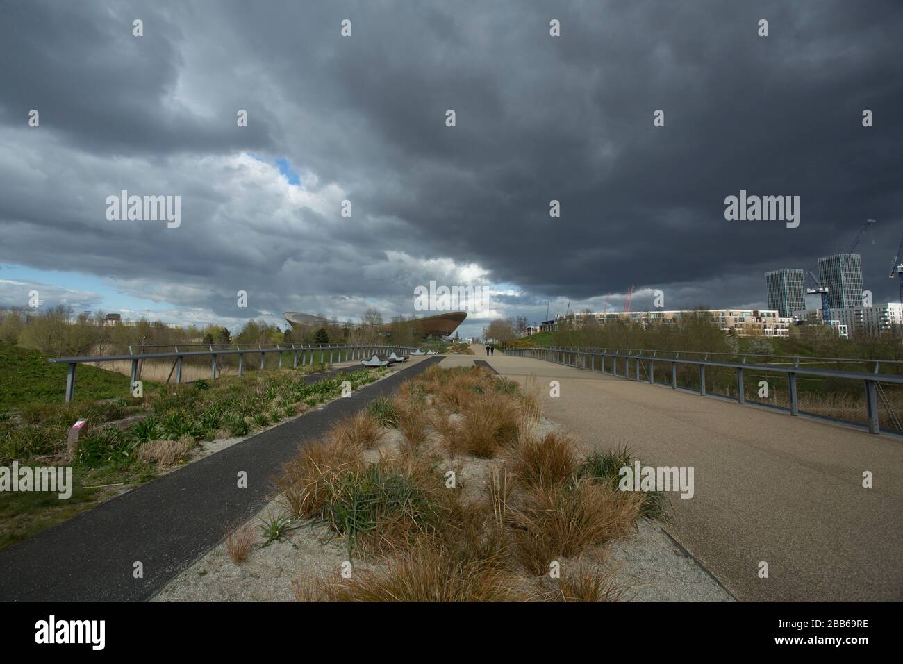 London, UK. 30th Mar, 2020. During the coronavirus in UK lockdown, empty Queen Elizabeth Olympic Park. Today Tokyo Olympics and Paralympics, new dates have been confirmed for 2021. Credit: Marcin Nowak/Alamy Live News Stock Photo