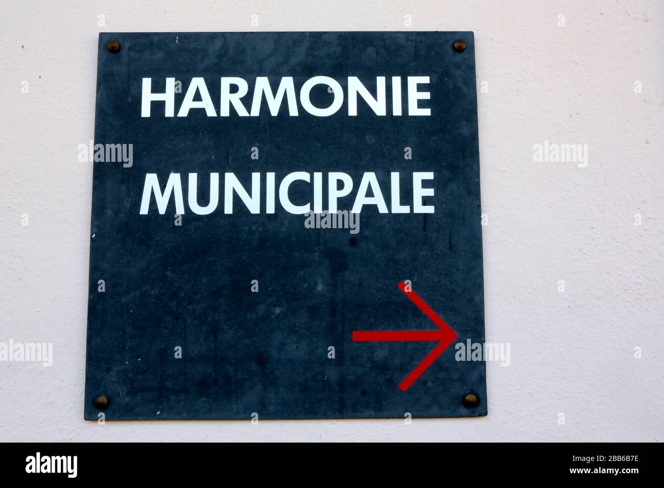 Harmonie municipale. Panneau. Saint-Gervais-les-Bains. Haute-Savoie. France. Stock Photo