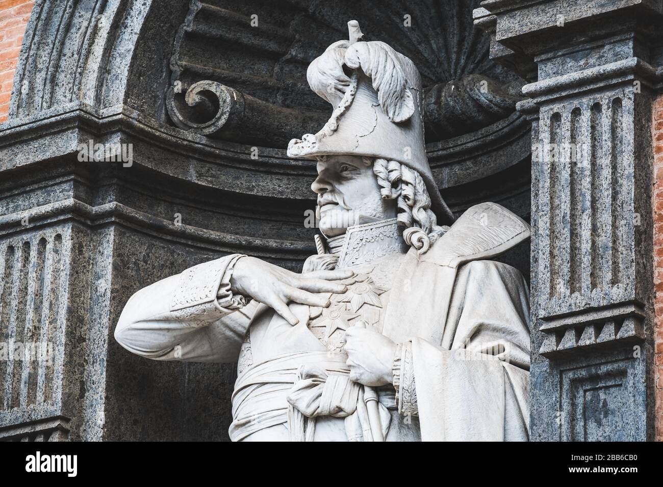 Gioacchino Murat statue at the entrance of Royal Palace in Naples, King of Naples from 1808 to 181, sculpted by Giovan Battista Amendola in 1880. Stock Photo