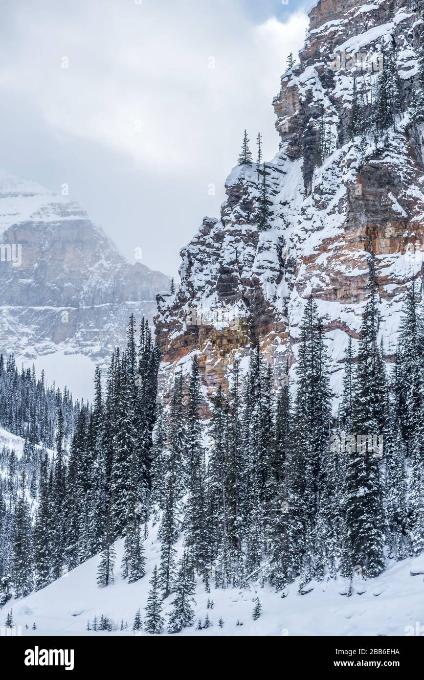 Lake Louise in Banff Park in winter time, Alberta, Canada Stock Photo ...