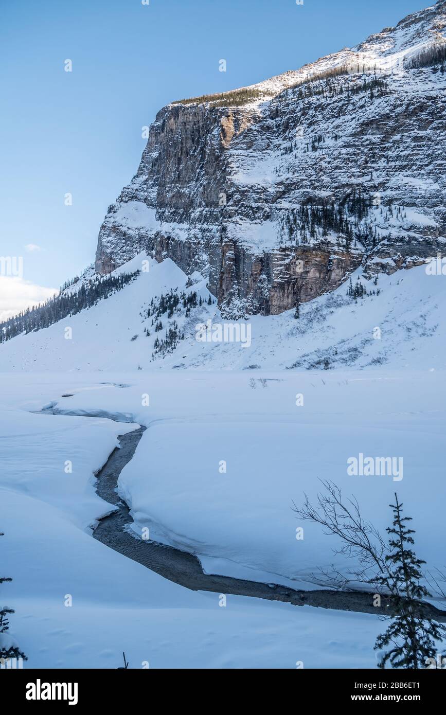 Lake Louise in Banff Park in winter time, Alberta, Canada Stock Photo ...