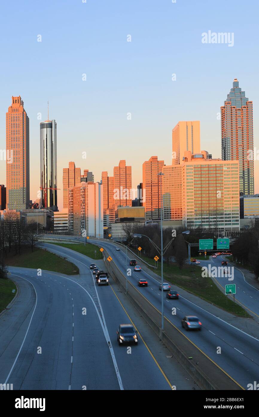 A Vertical of Atlanta, Georgia skyline at twilight Stock Photo - Alamy