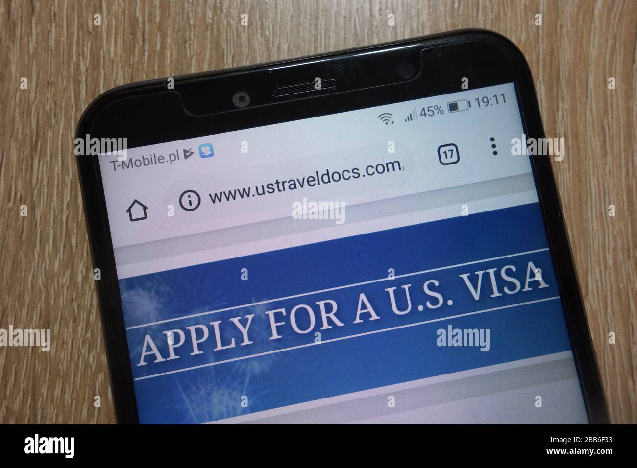 ustraveldocs.com website about apply for U.S. visa displayed on smartphone Stock Photo