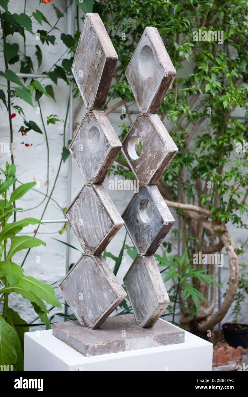 Square Forms (Two Sequences) 1963 Plaster Sculpture at the Barbara Hepworth Museum & Sculpture Garden, Barnoon Hill, Saint Ives TR26 1AD Stock Photo