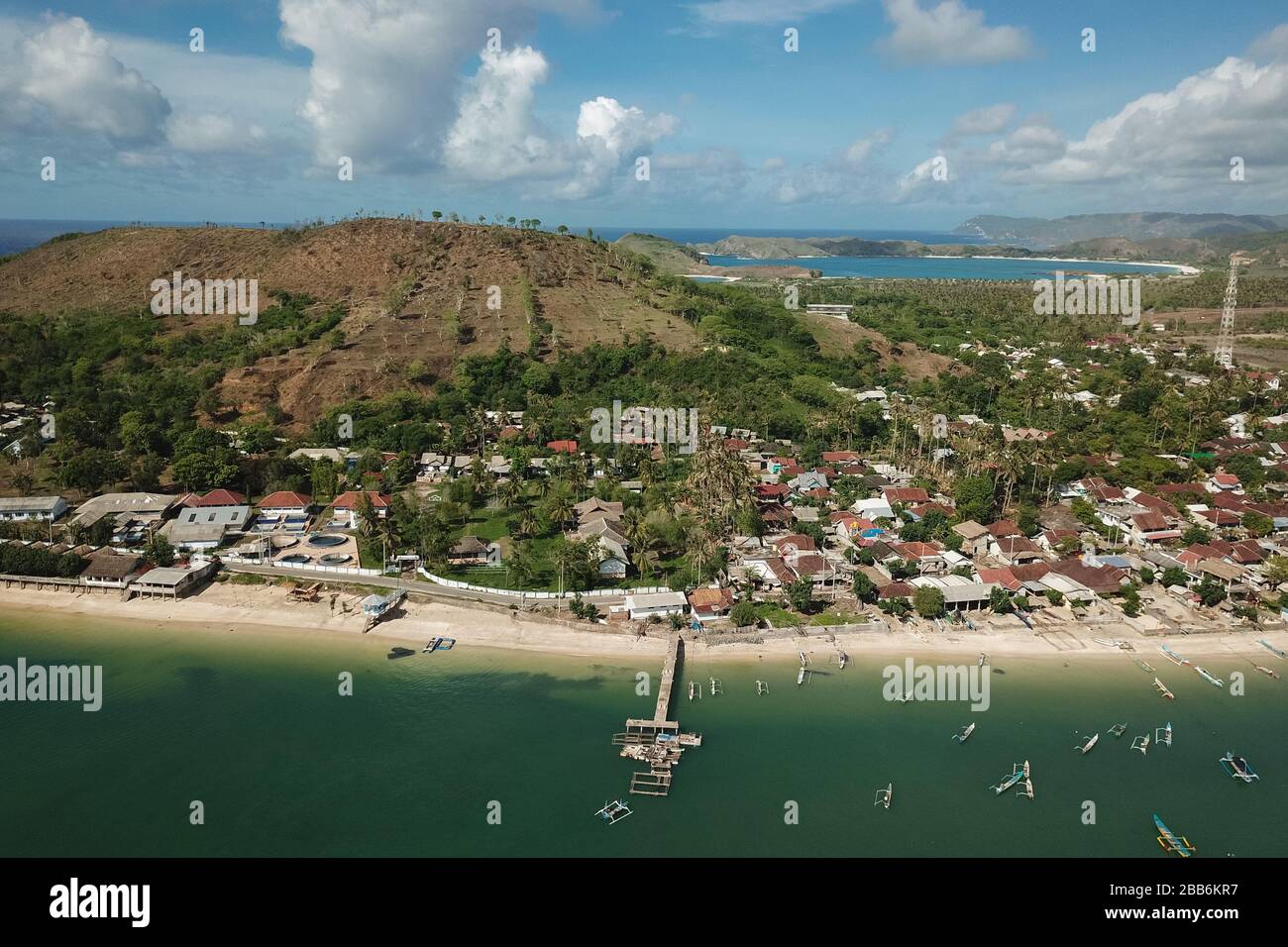 Aerial view of Gerupuk, Lombok, Indonesia Stock Photo