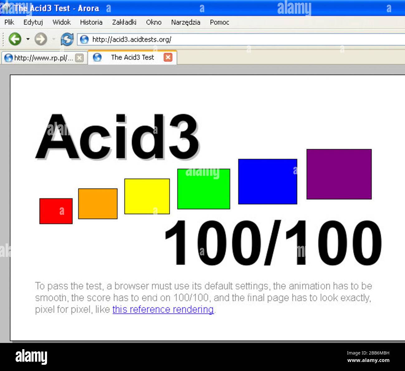 English Arora 0 7 1 Results Of Acid3 Test 100 100 4 June 09 Own Work This File Is Lacking Author Information Stock Photo Alamy