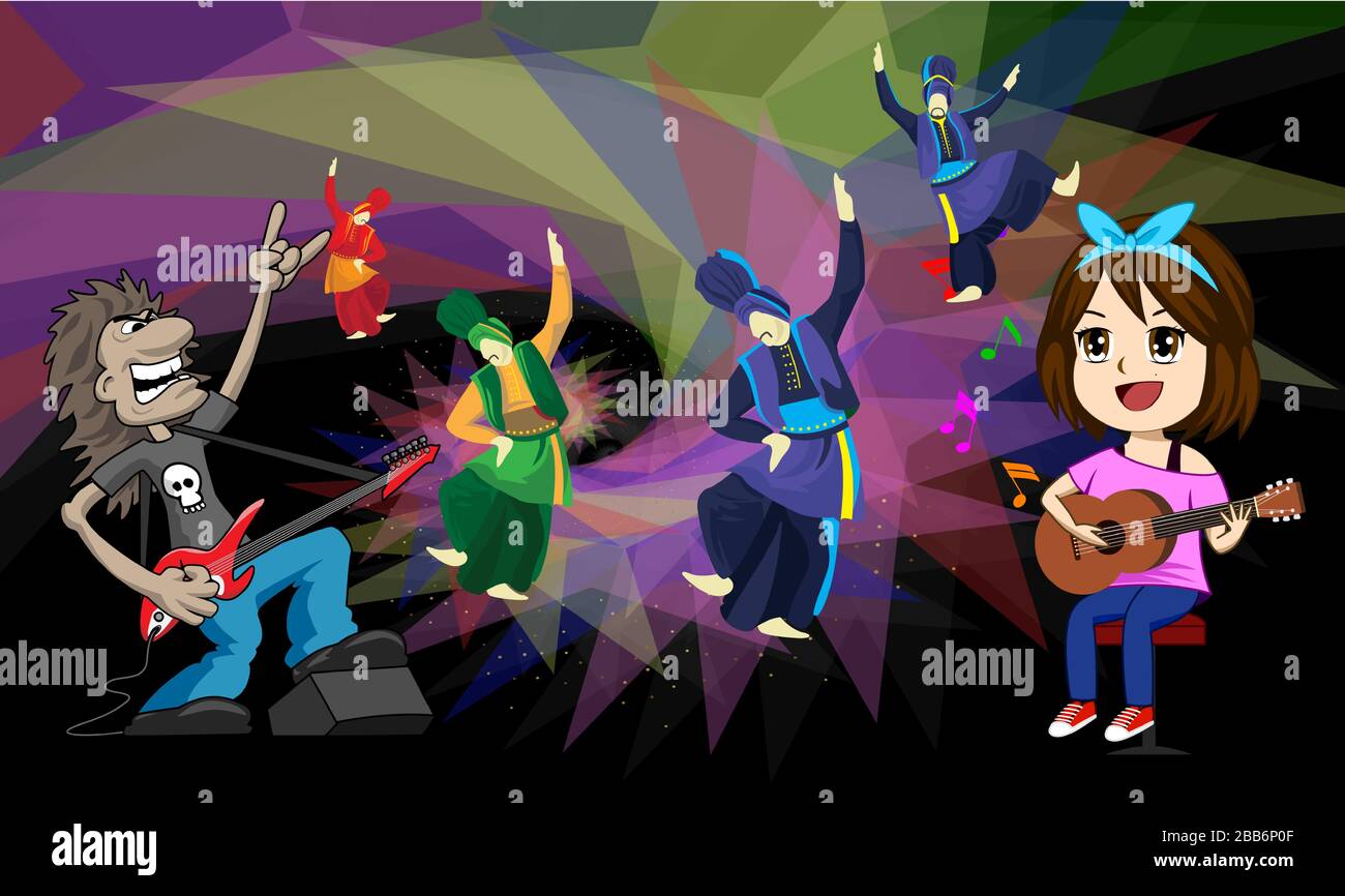 rock music and dance party on abstract background Stock Vector