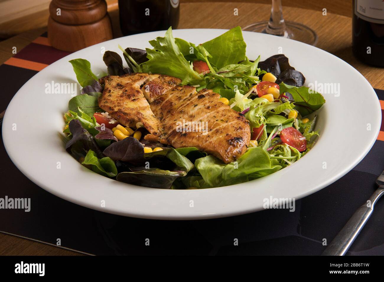 Plate of grilled chicken salad Stock Photo