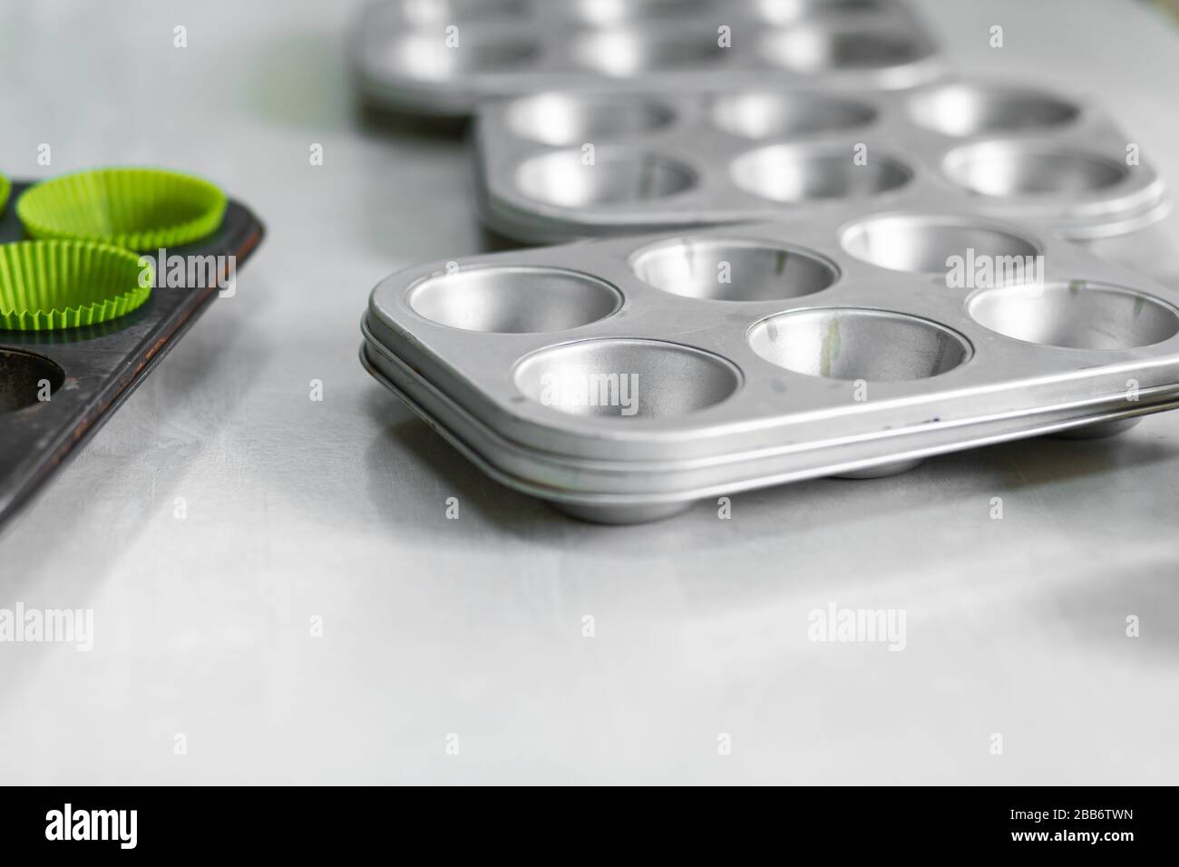 Cupcake baking dish. Professional cooking tools. Stock Photo