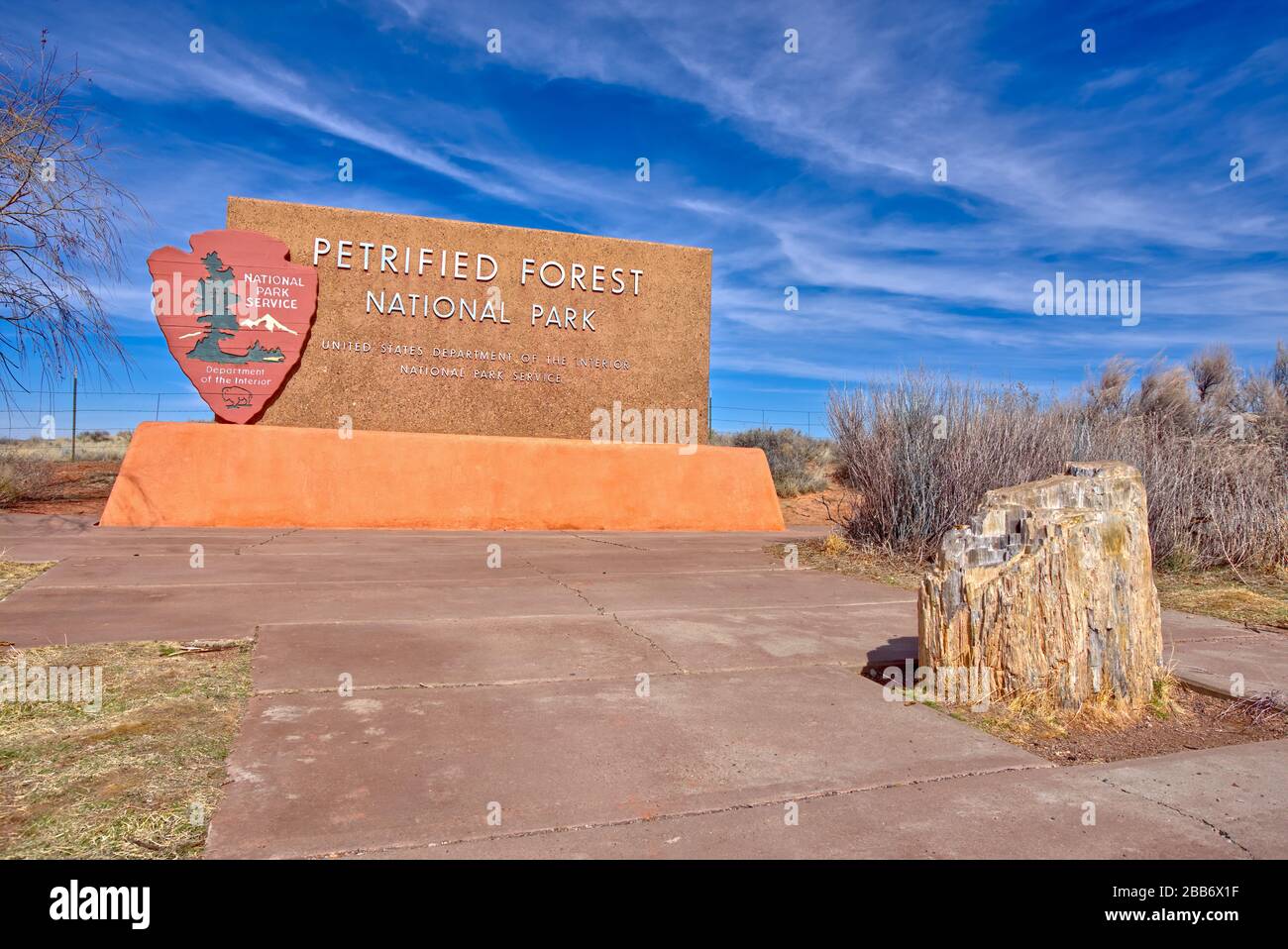 Main Entrance to Petrified Forest National Park, Arizona, USA Stock Photo
