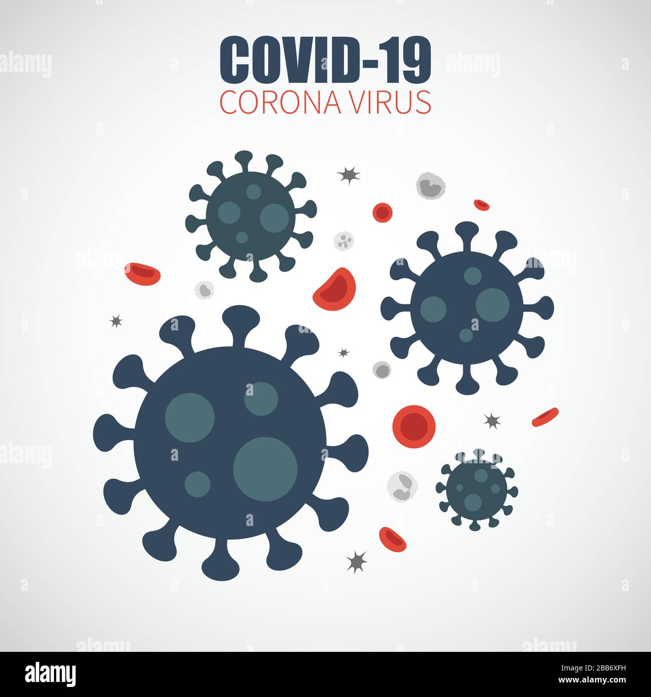 COVID-19 . Corona virus infected in blood stream . Cause of SARS , MERS COV and COVID-19 in human . In blood have red blood cells , white blood cells Stock Vector
