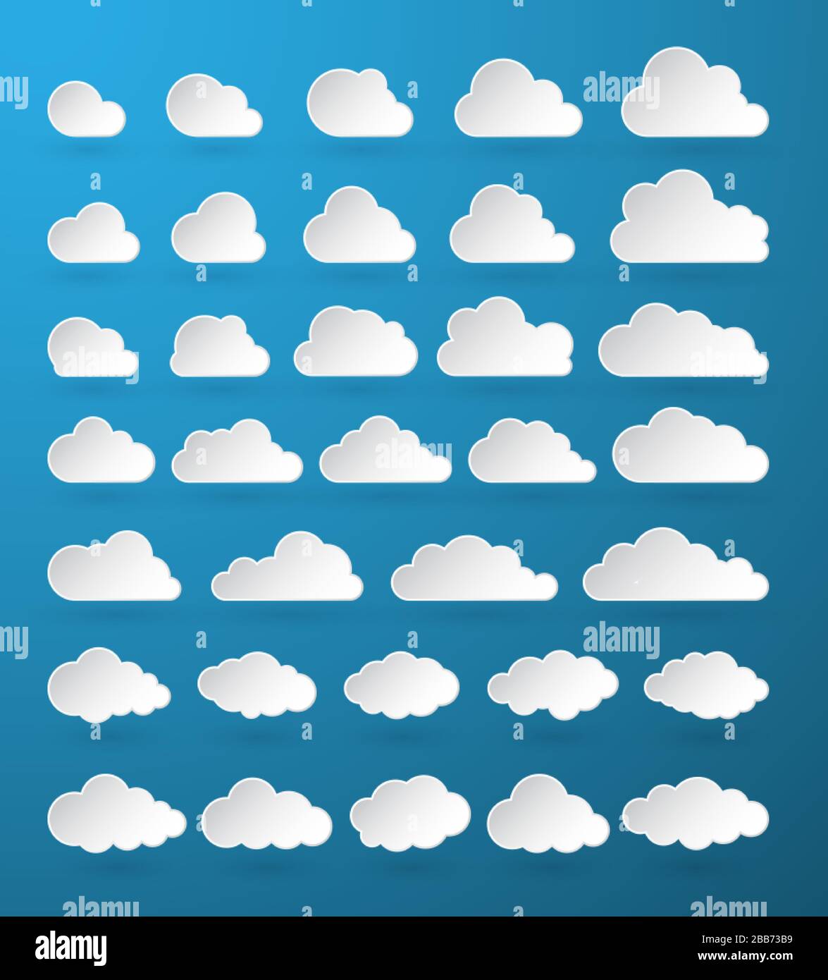 Cloud. Abstract white cloudy set isolated on blue background. Vector ...