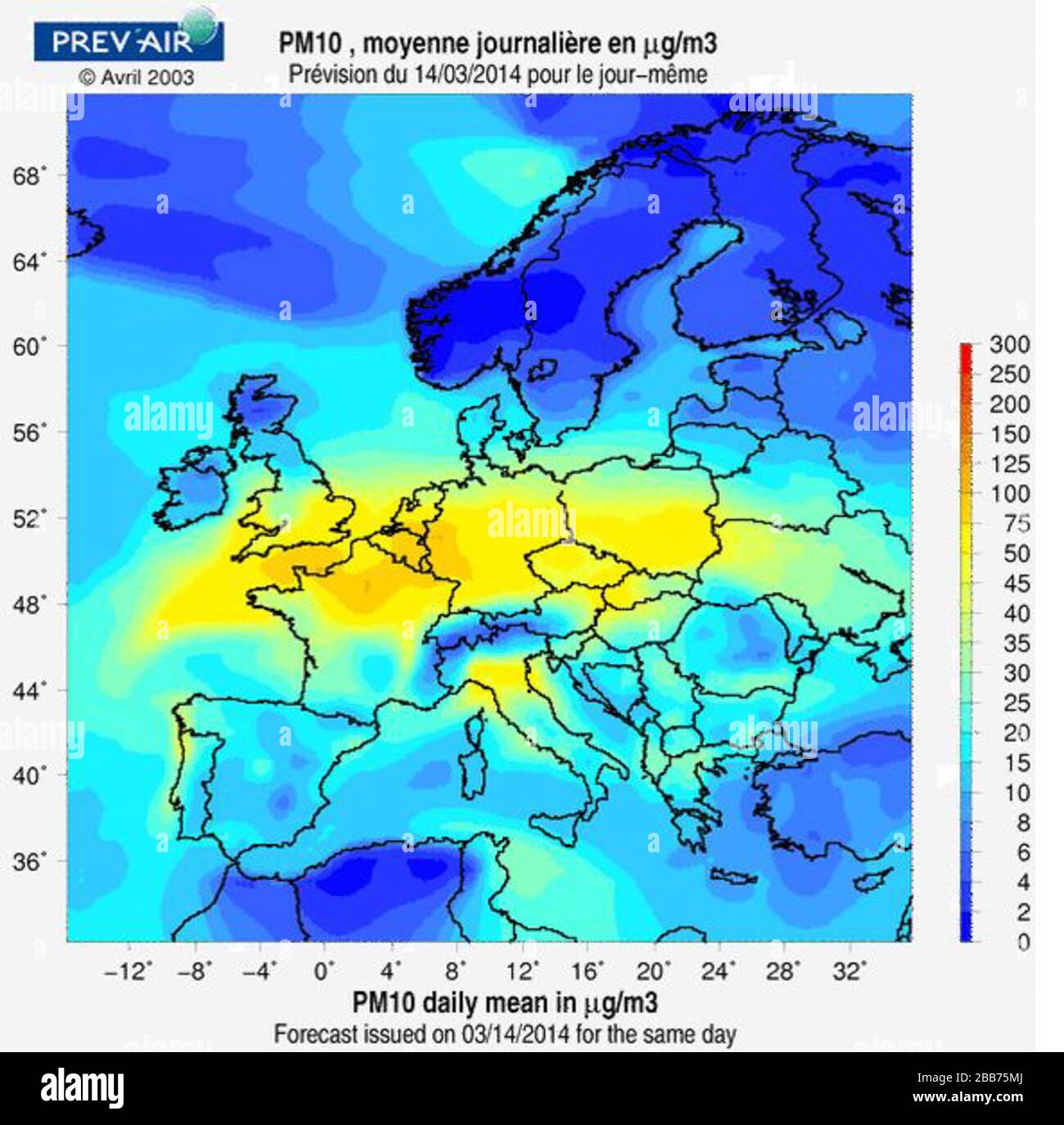 English Pm 10 Particulate Matter On The European Map On 14 March 14 Courtesy Of Prev Air Francais Concentration Des Particules Pm 10 En Europe Le 14 Mars 14 Carte Etablie Par Prev Air English Pm 10 Particulate Matter On The European Map On 14 March 14 Courtesy Of Prev Air Francais Concentration Des Particules Pm 10 En Europe Le 14 Mars 14 Carte Etablie Par Prev Air