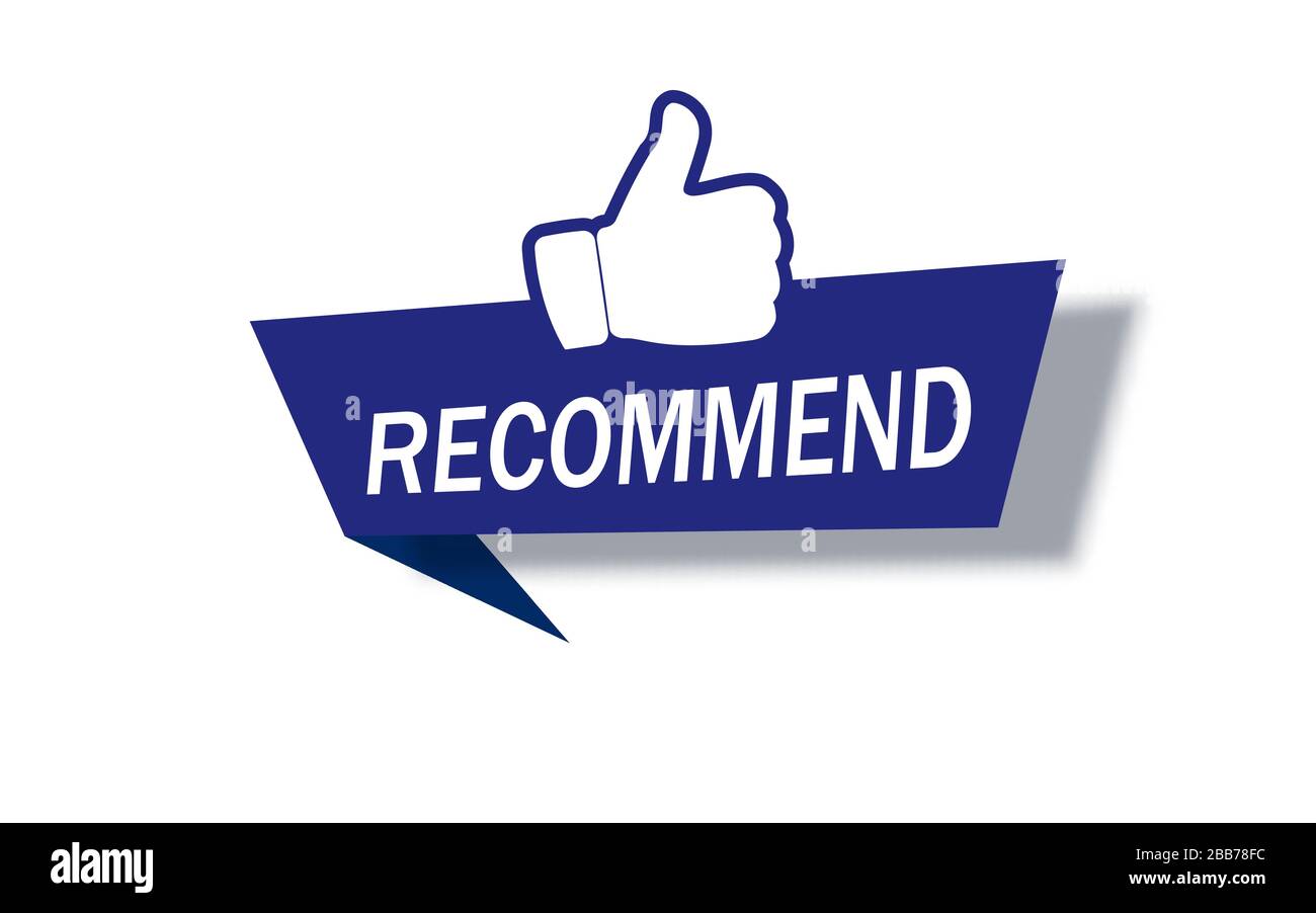 Blue banner recommended with thumbs up Stock Vector Image & Art - Alamy