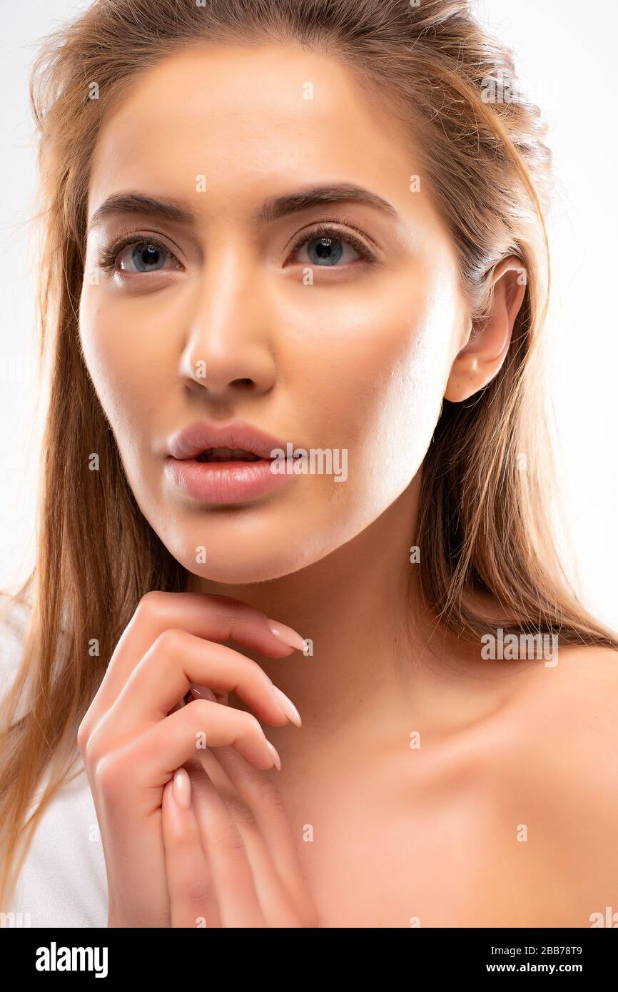 Beauty Woman Full Height with Big Lips Stock Image - Image of hair, girl:  80553473