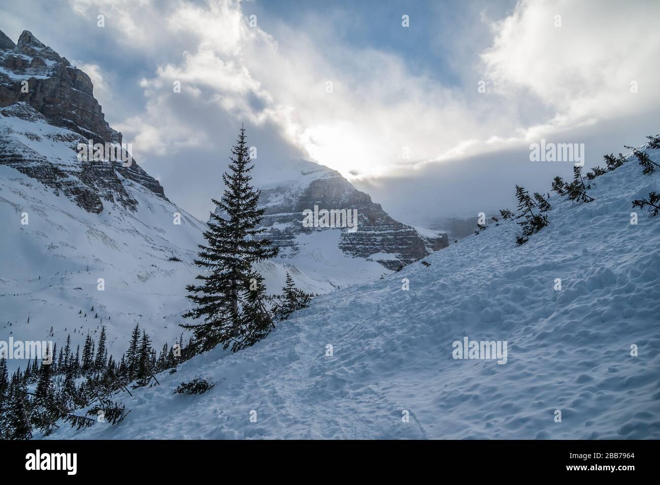 Lake Louise in Banff Park in winter time, Alberta, Canada Stock Photo ...