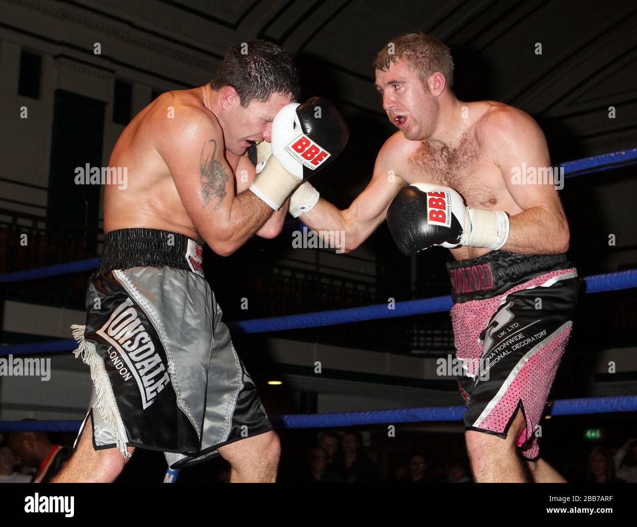 T50 Boxing Ramsgate Scott Woolford (Ramsgate, pink/black shorts) loses to Tom Glover ...
