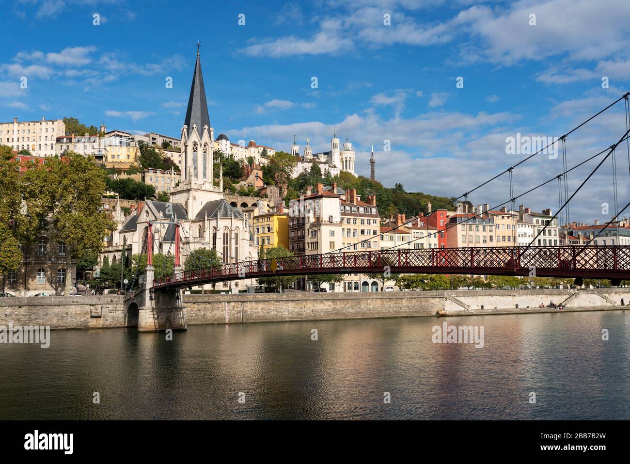 View of Saone river in Lyon city, France, Europe Stock Photo