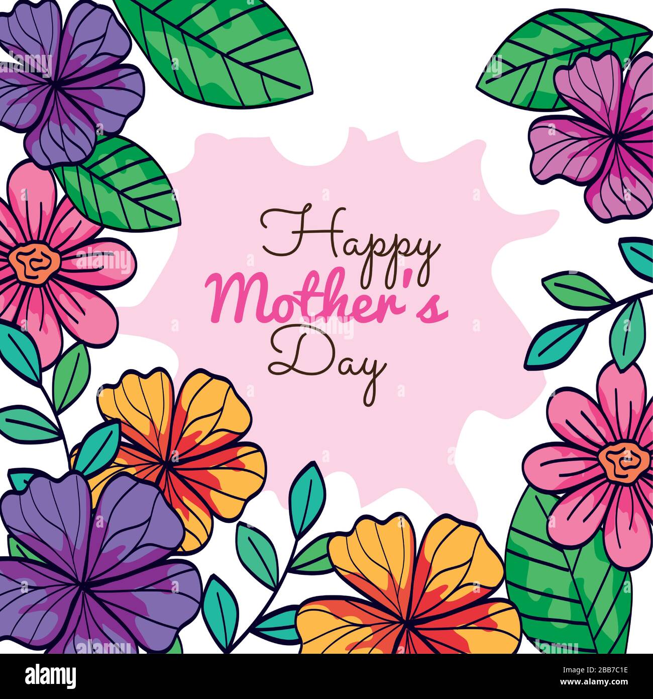 happy mother day card with frame of flowers decoration Stock Vector ...