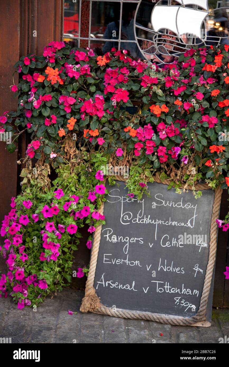 The Old Ship pub and eatery in Richmond, England, has been on this downtown site since 1735, serving as a stage stop between London and Hampton Court. Stock Photo