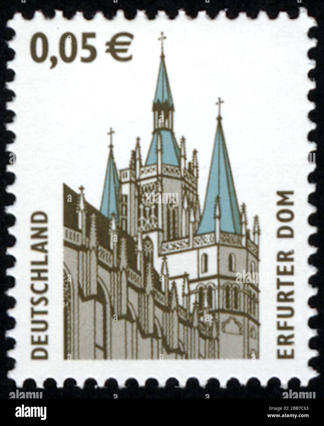 'Deutsch: Serienmarke der Deutschen Post 0.05 € Wert mit Erfurter Dom; 2004; Own work (Original caption:  eigene Sammlung--Karlarndthans 18:53, 1. Aug. 2010 (CEST)); Deutsche Post; ' Stock Photo