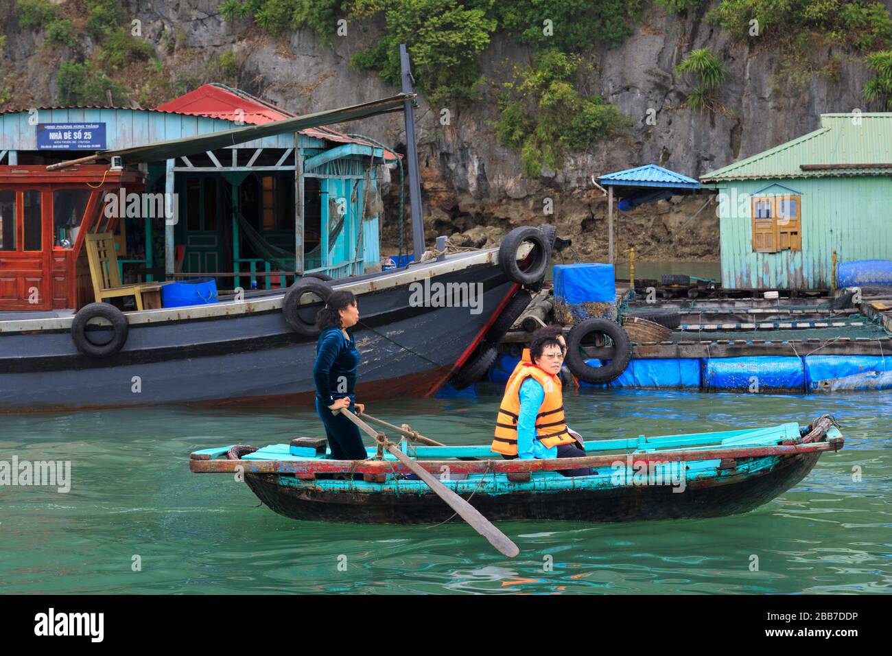 Floating village in Halong Bay,Vietnam,Asia Stock Photo - Alamy