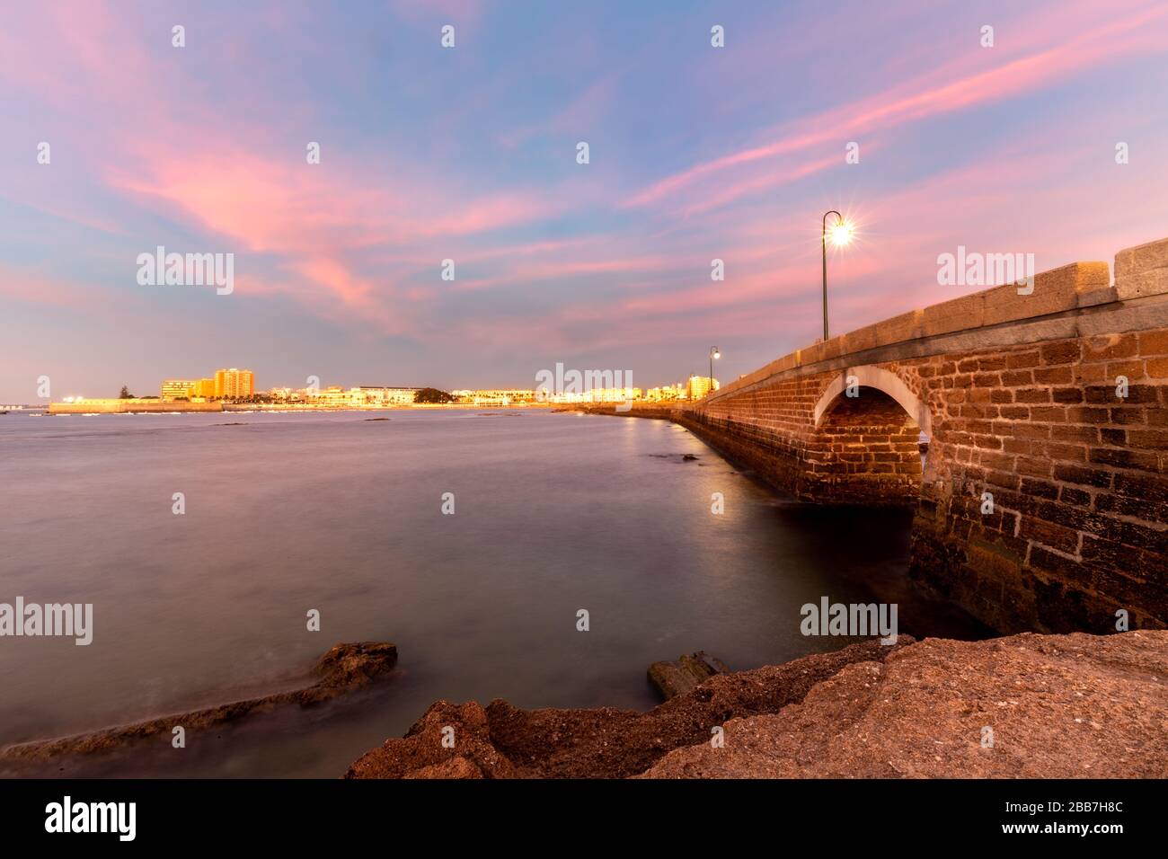 Sunset in Cadiz, Andalusia, Spain. Stock Photo