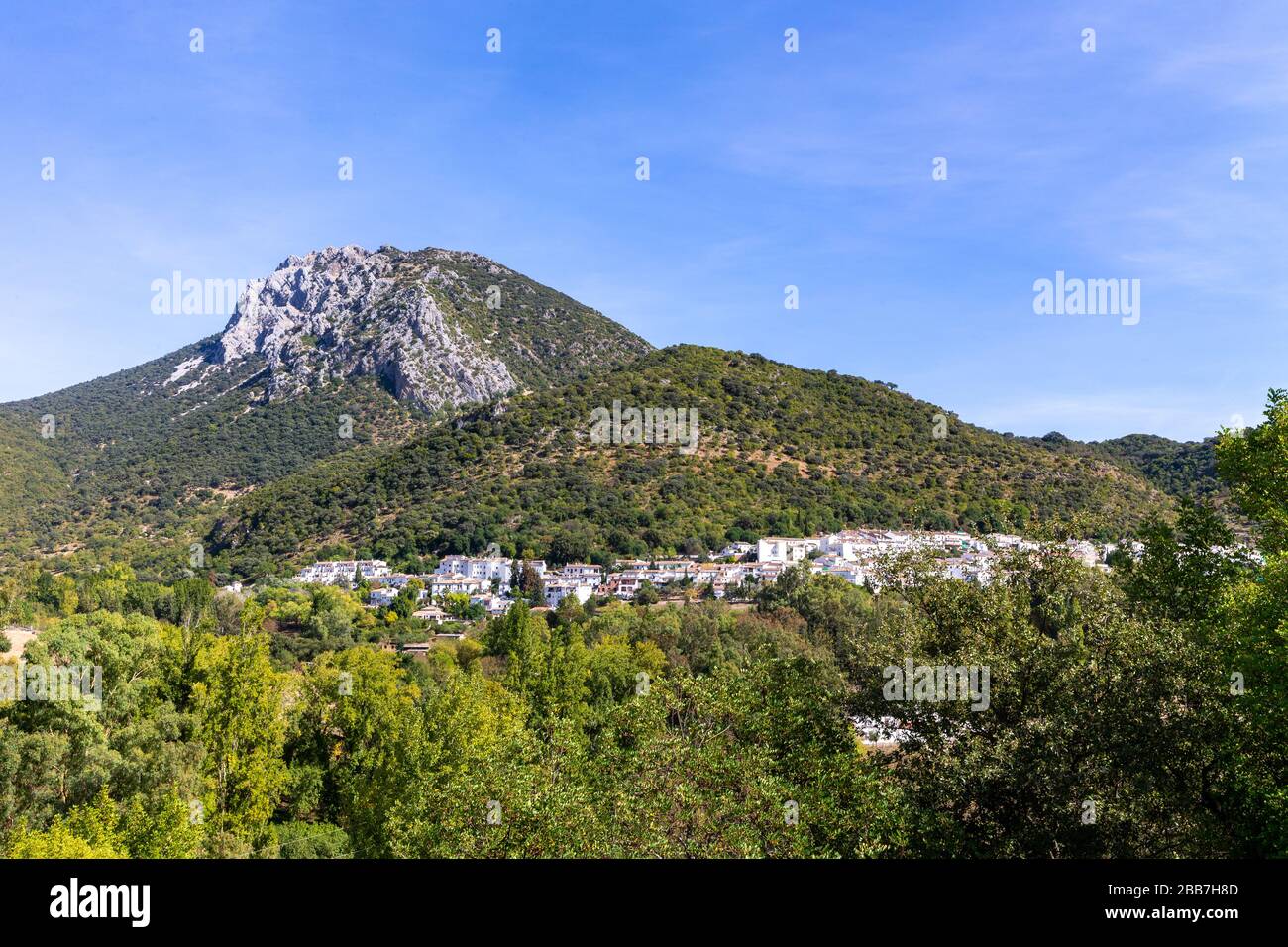 Benamahoma in the Sierra de Grazalema, one of the famous white towns of Andalusia, Spain. Stock Photo