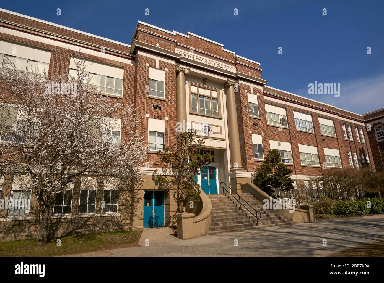 Neoclassical style Lord Byng High School building  in Vancouver, BC, Canada Stock Photo
