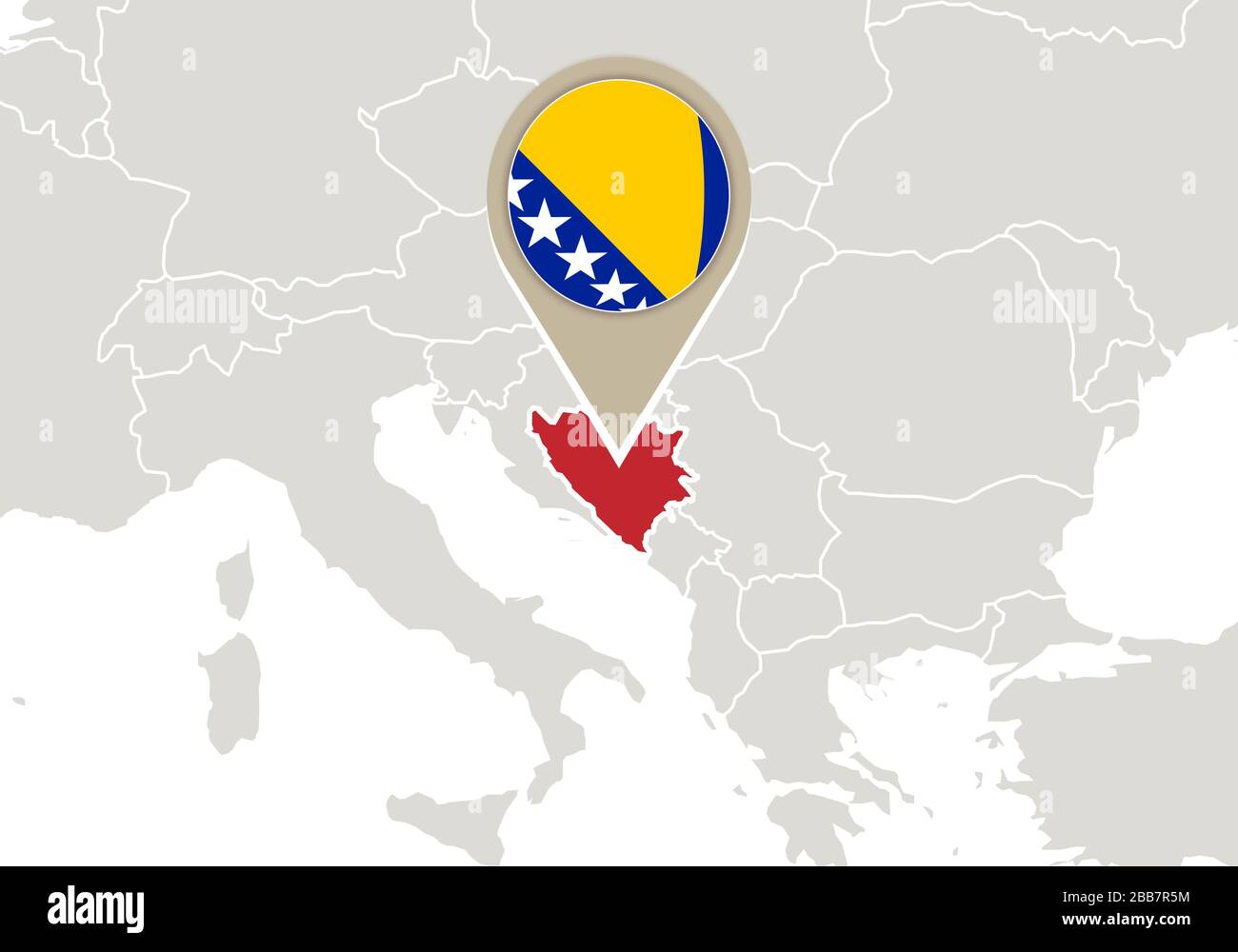 Europe with highlighted Bosnia and Herzegovina map and flag Stock Vector Image & Art Alamy