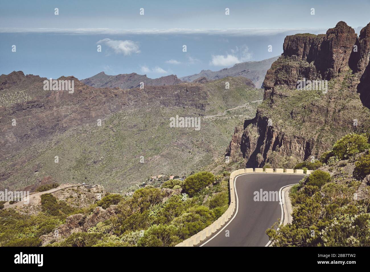 Tenerife mountain landscape, color toning applied, Spain. Stock Photo
