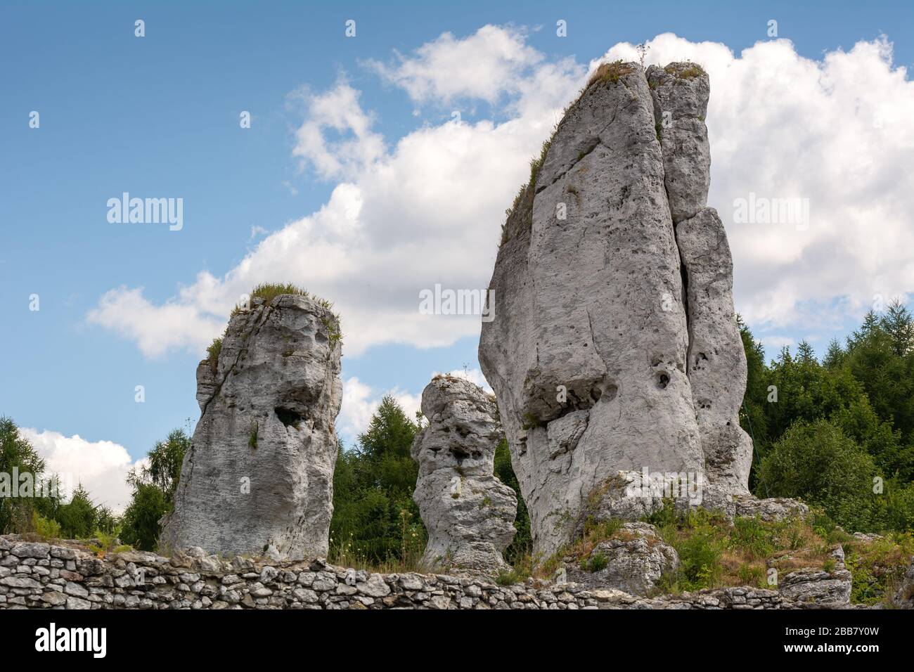 Limestone rocks in tThe Cracow-Czestochowa Upland - a geographical region located in southern Poland Stock Photo