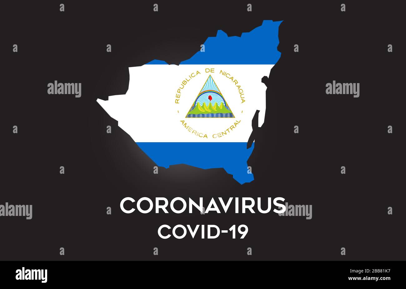 CoronaVirus in Nicaragua and Country flag inside Country border Map