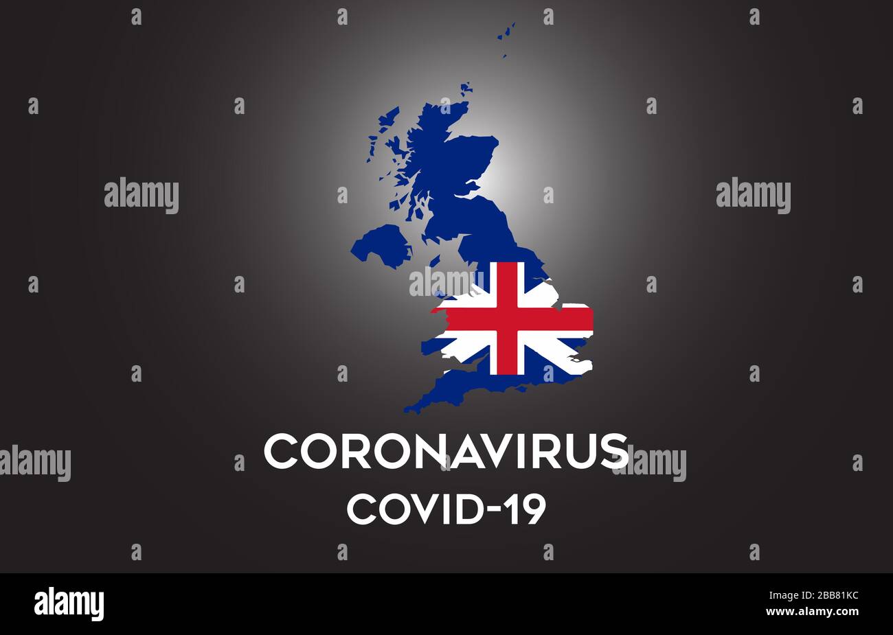 CoronaVirus in United Kingdom and Country flag inside Country border Map Vector Design. Covid-19 with United Kingdom map with national flag Vector Ill Stock Vector
