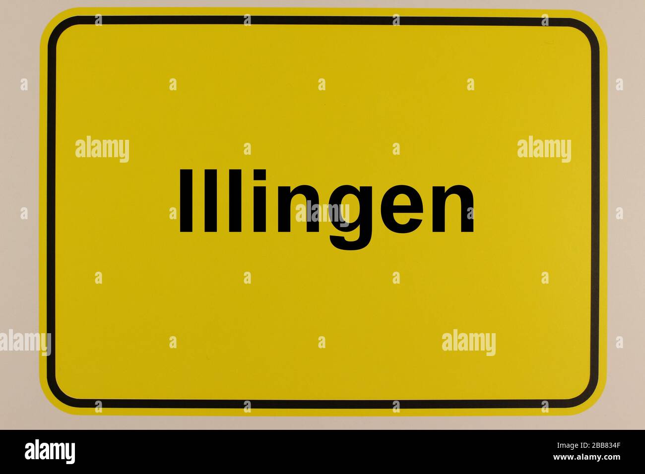 Illustration des Stadteingangsschildes der Gemeinde Illingen im Saarland Stock Photo
