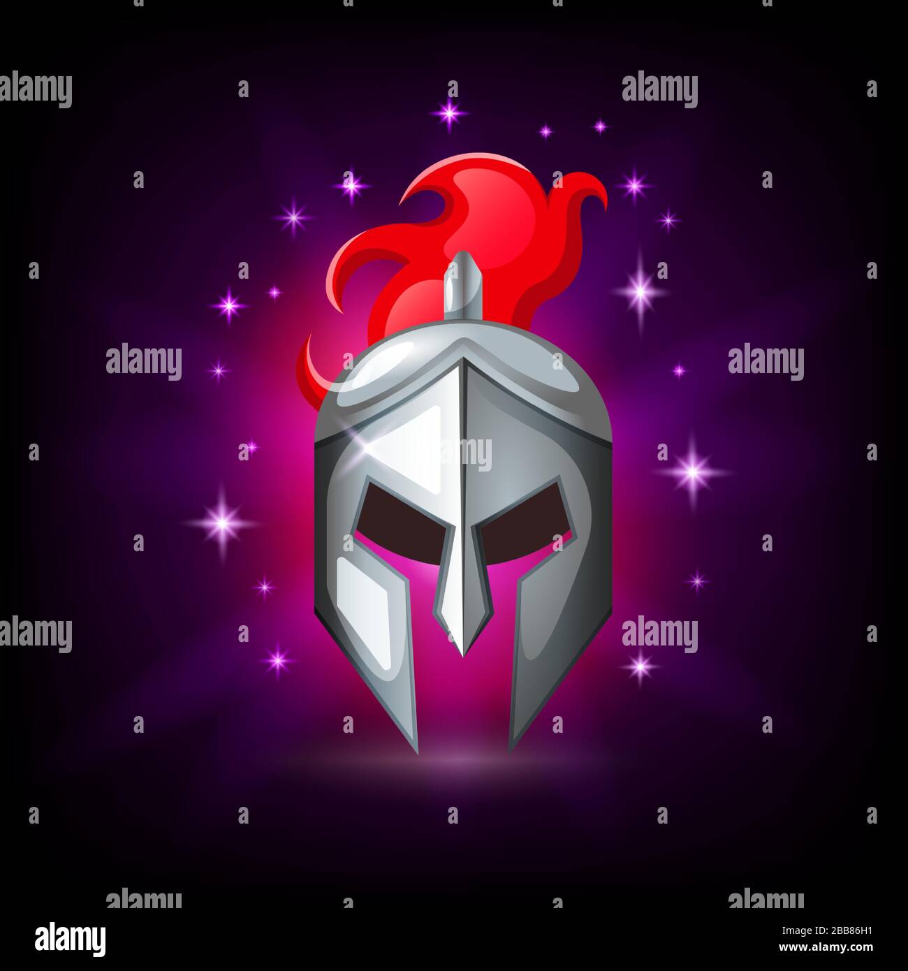 Metal Roman legionnaire helmet icon for games or logo Stock Vector