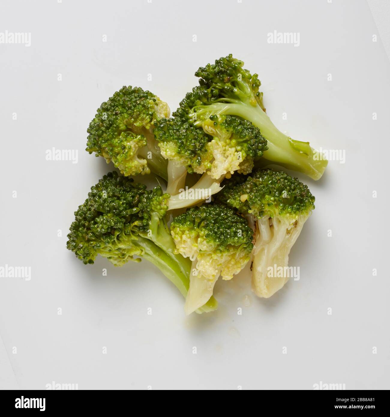 broccoli green vegetable vegan vegetarian portion food prepared sample vegetable round florets eat food Stock Photo